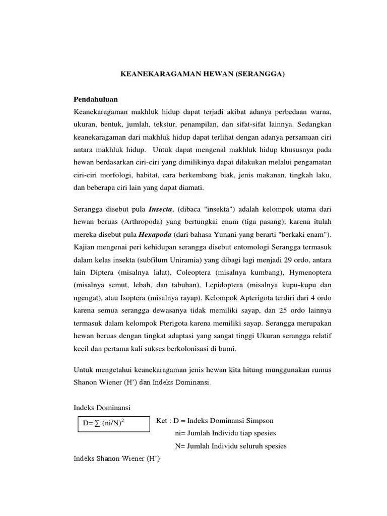Rumus Indeks Dominansi Simpson | PDF