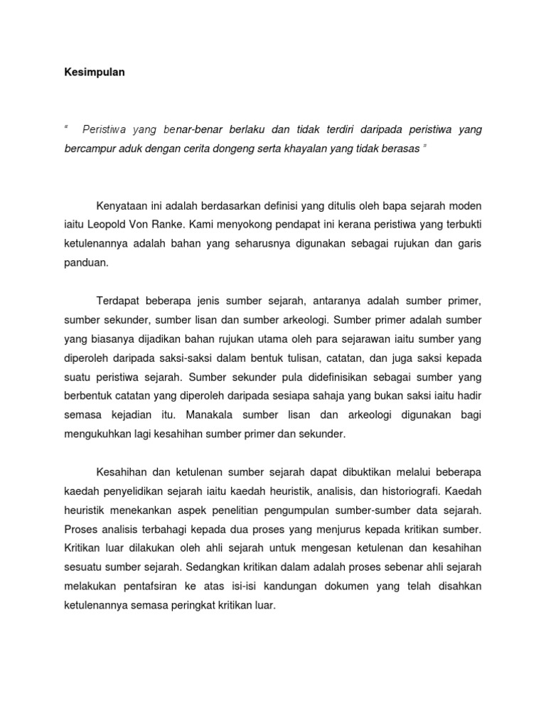 Kesimpulan Sejarah Pdf