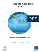 Guidelines For Applicants 2012: Erasmus Mundus Europe Asia