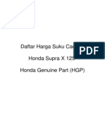 Daftar Harga Suku Cadang Honda Supra X 125