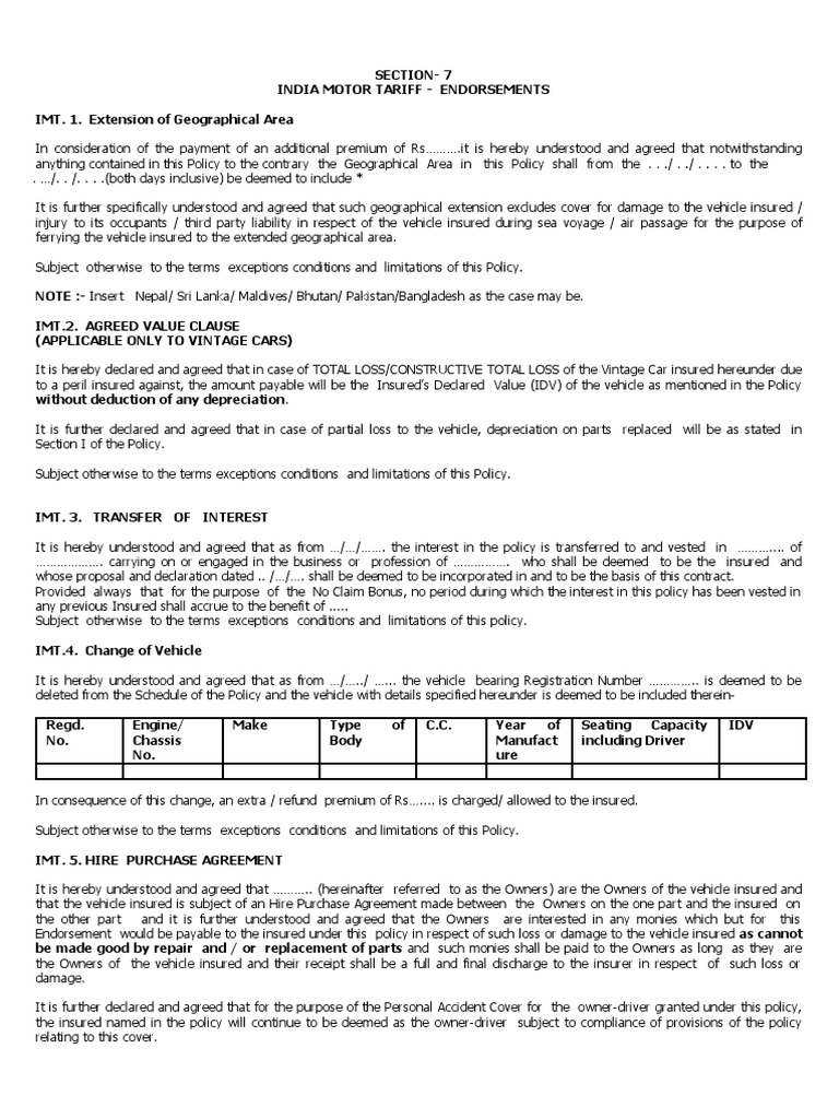 IMT Clauses PDF Deductible Indemnity