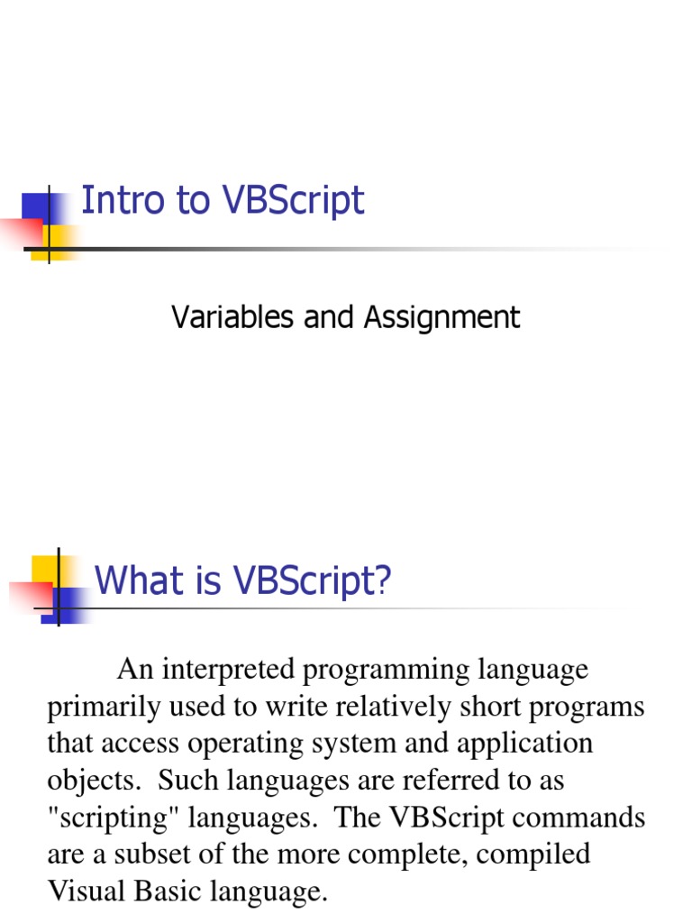 Intro To VBscript | PDF | Variable (Computer Science) | Visual Basic ...