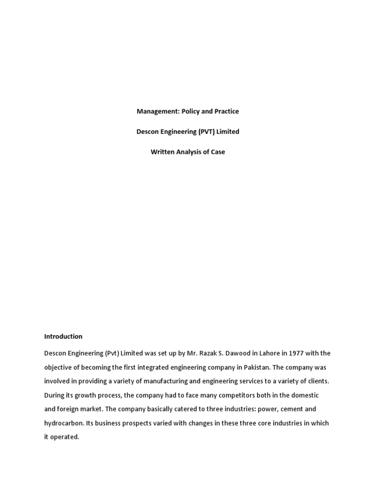 Descon Engineering Case Study Wacc | PDF | Organizational Structure ...