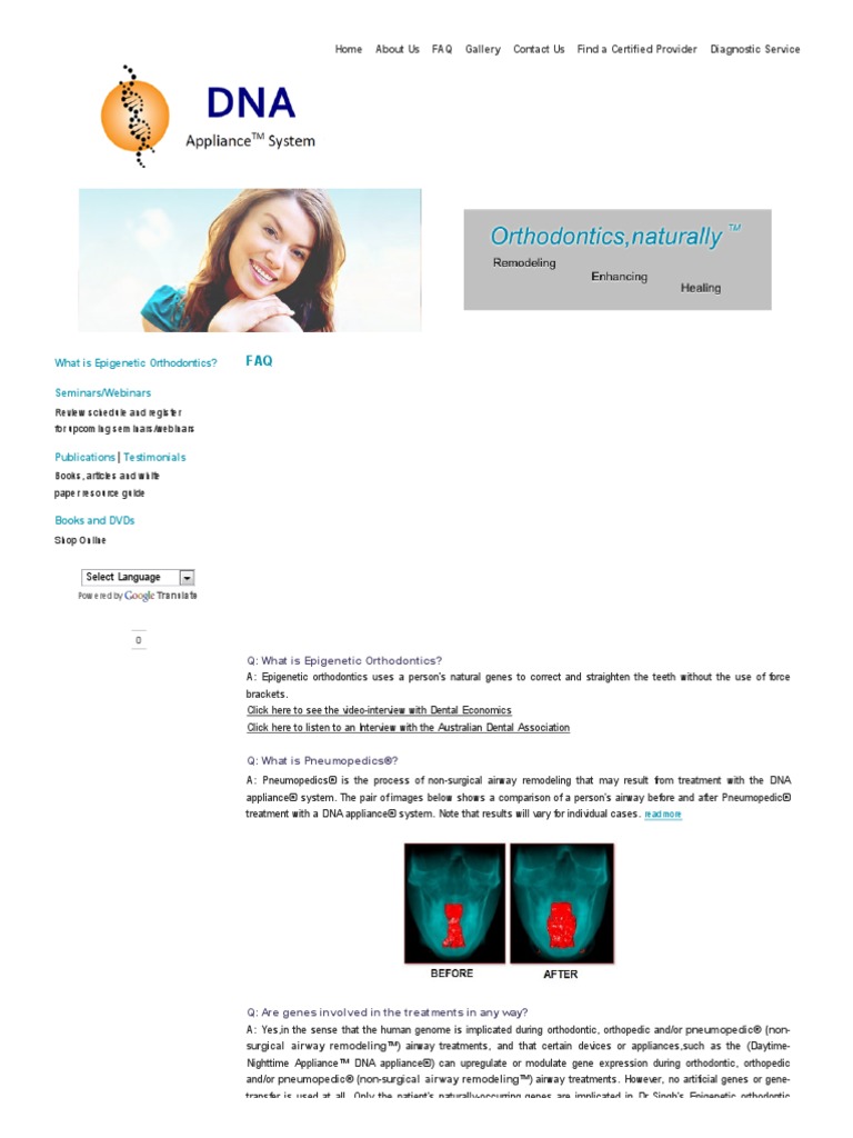 DNA Appliance FAQ PDF Orthodontics Dentistry