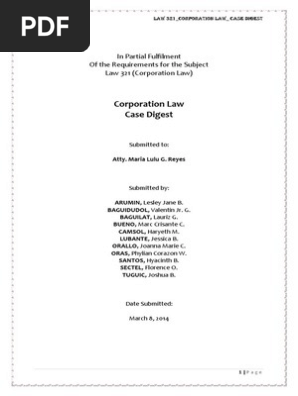 Corporation Law Case Digest