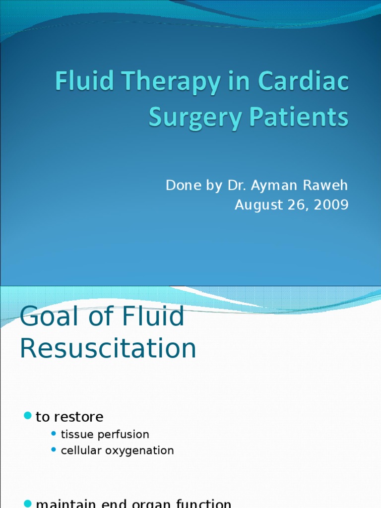Fluid Therapy in Cardiac Surgery Patients Saline (Medicine