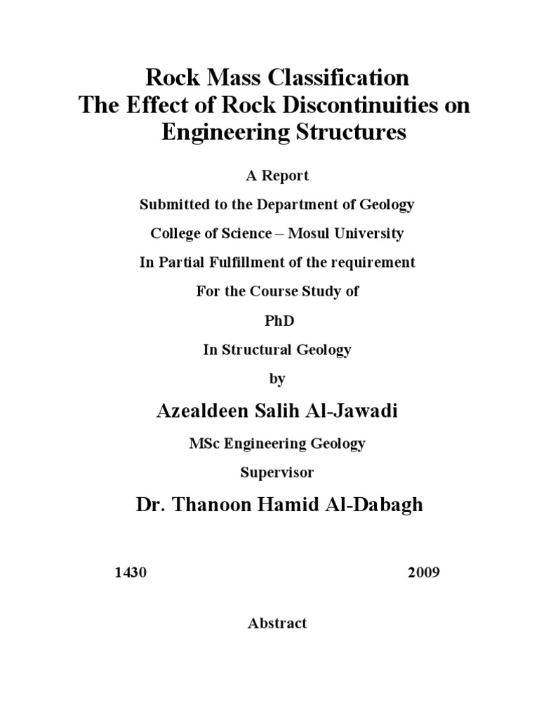 Rock Mass Classification for Engineering | PDF | Porosity | Clastic Rock