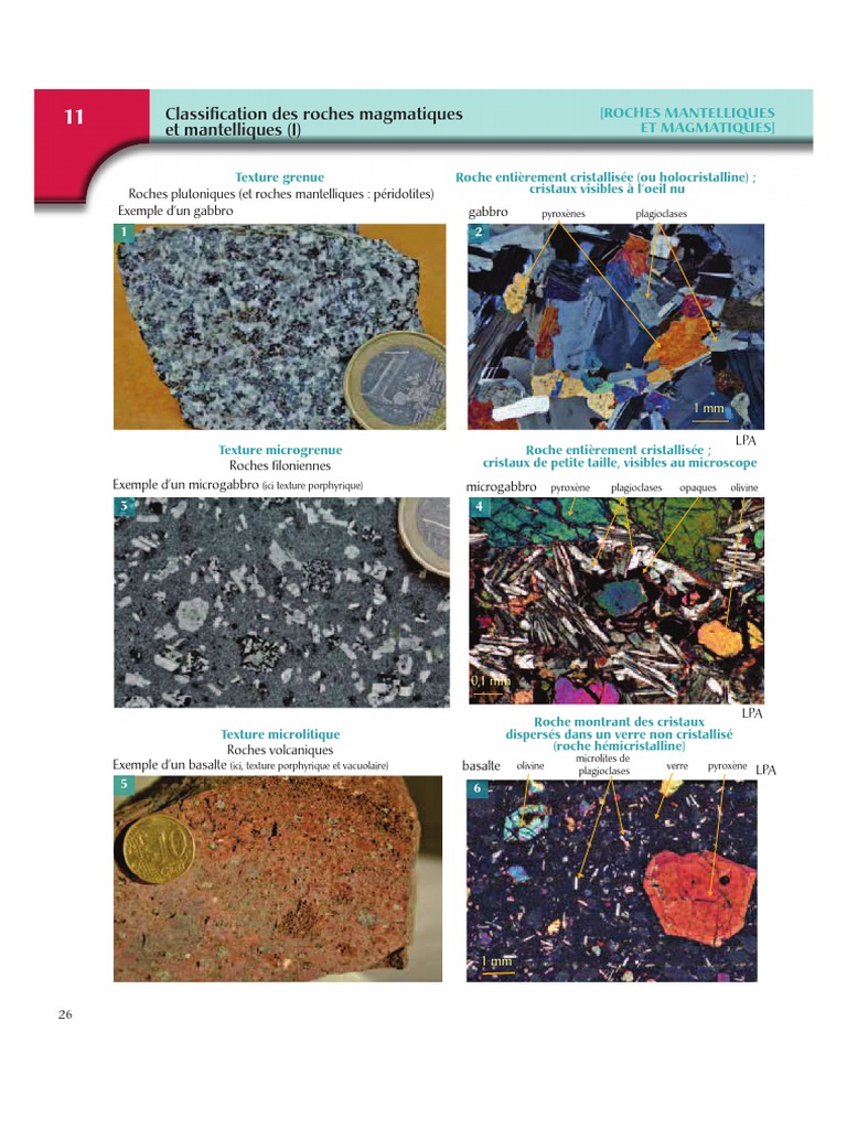 Textures des Roches Magmatiques et Mantelliques | PDF | Roche ...