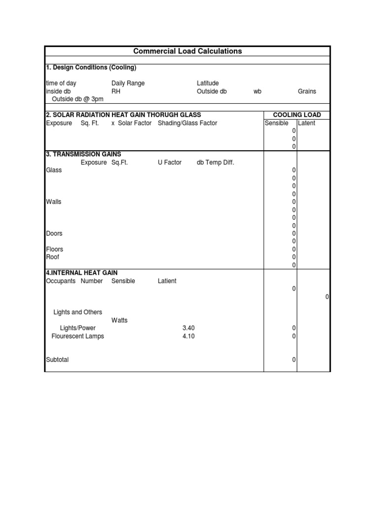 HVAC Commercial Cooling Load Calculations PDF