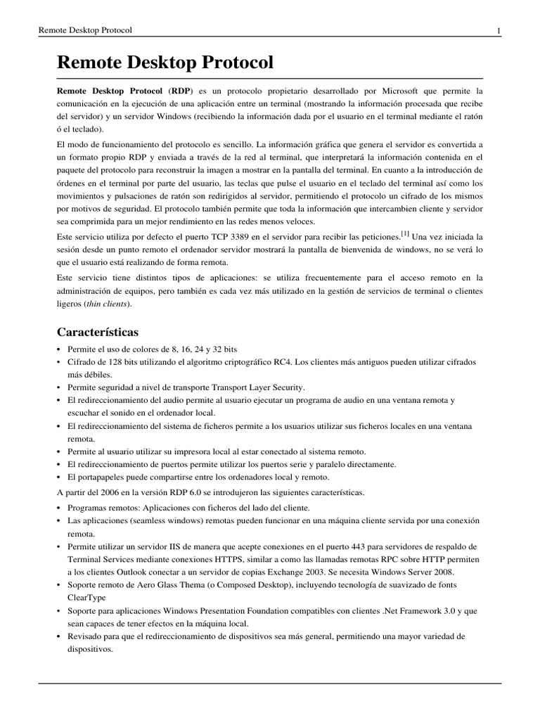 Remote Desktop Protocol | PDF | Arquitectura de Computadores | Software ...
