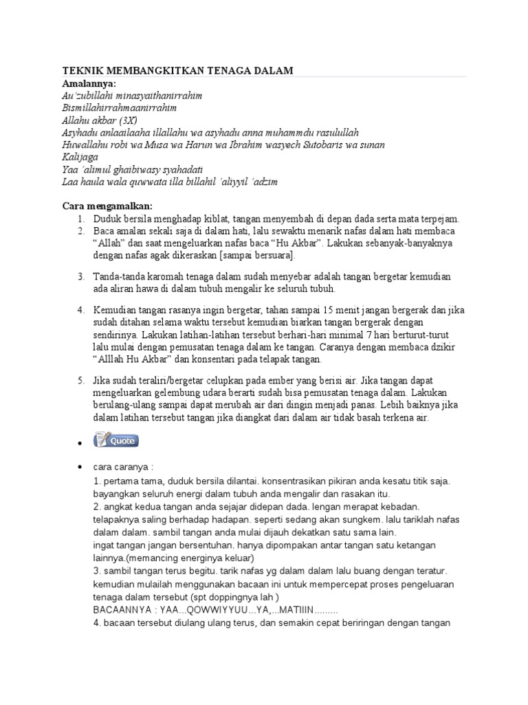 Teknik Membangkitkan Tenaga Dalam | Pdf