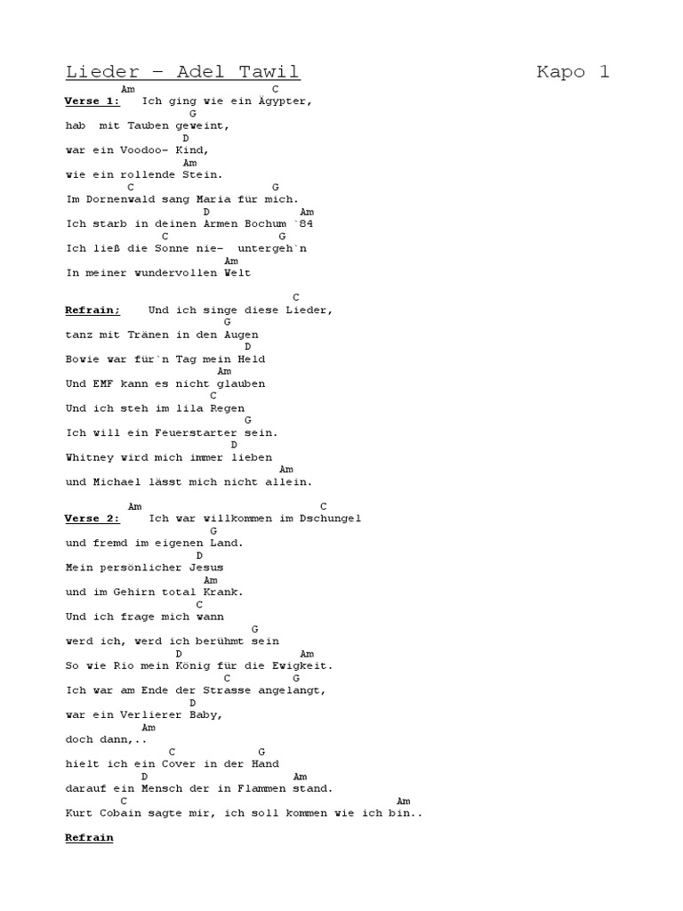 Lieder Adel Tawil Chords