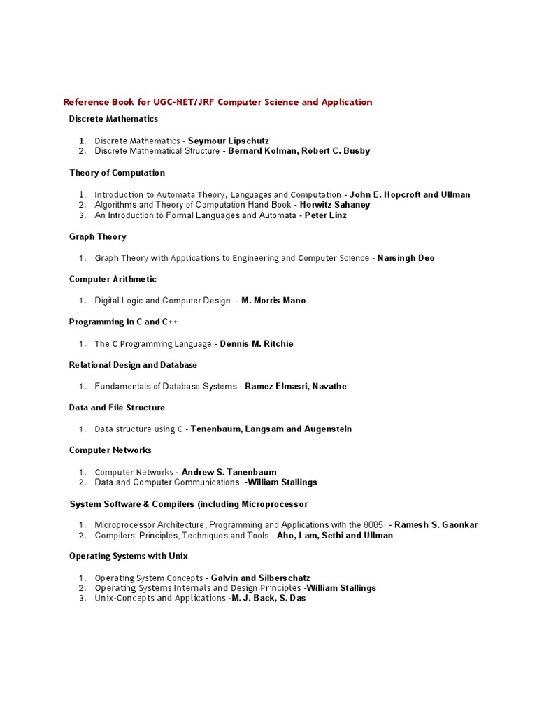 Reference Book For UGC-NET-JRF Computer Science and Application | PDF ...