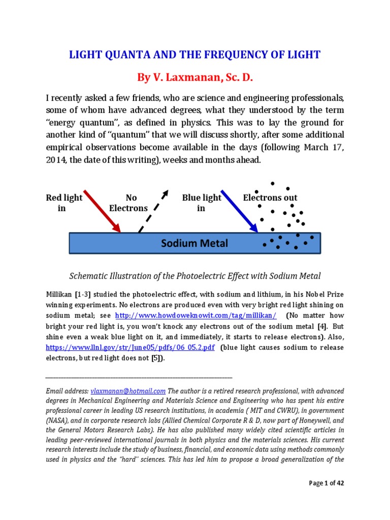 Light Quanta and the Frequency of Light Is there a Universal value for the Elementary Energy