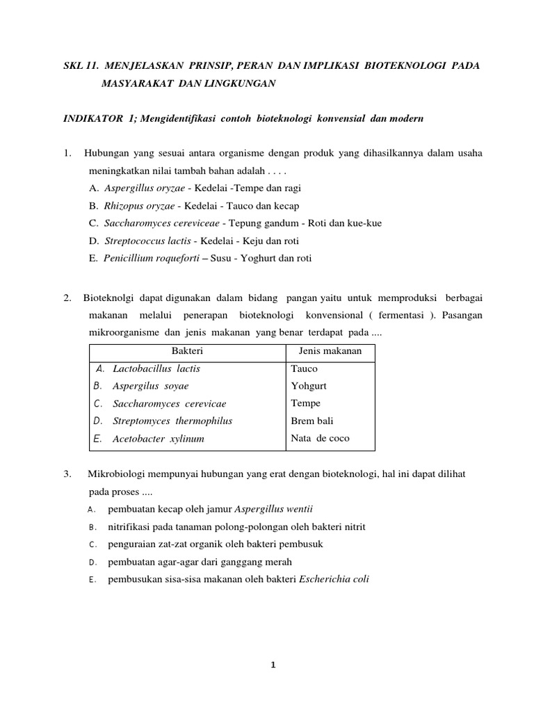 Soal Soal Materi Bioteknologi Kelas Xii Ipa