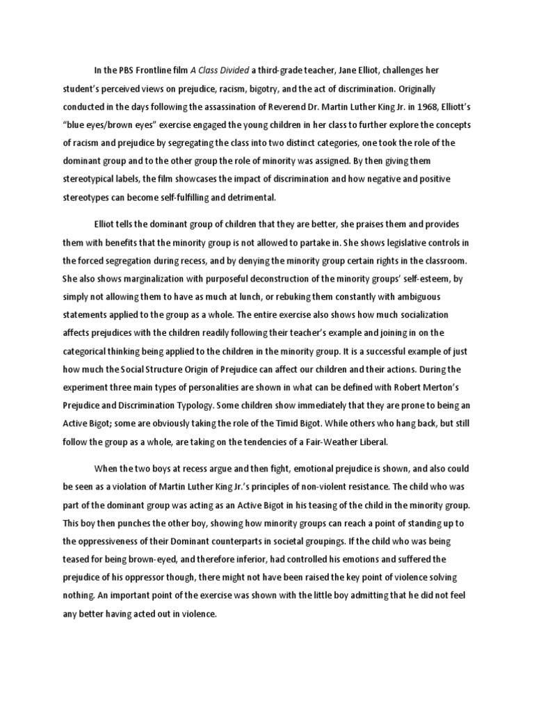 a class divided essay