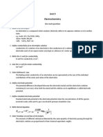 Unit 3 Electrochemistry: 2. Define Conductivity of An Electrolytic Solution