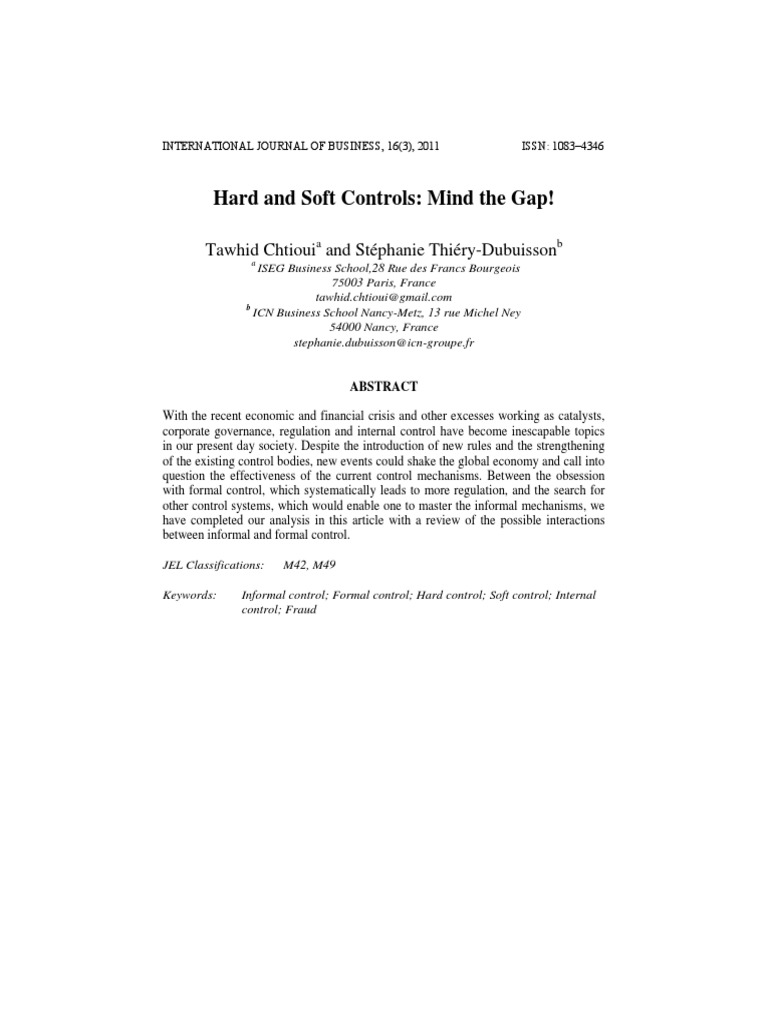 Hard vs. Soft Controls in Governance | PDF | Business | Science