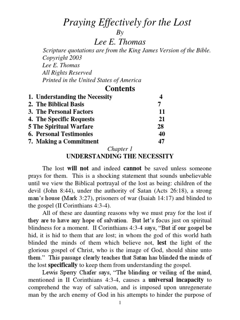 Praying Effectively For The Lost | PDF | Jesus | Prayer