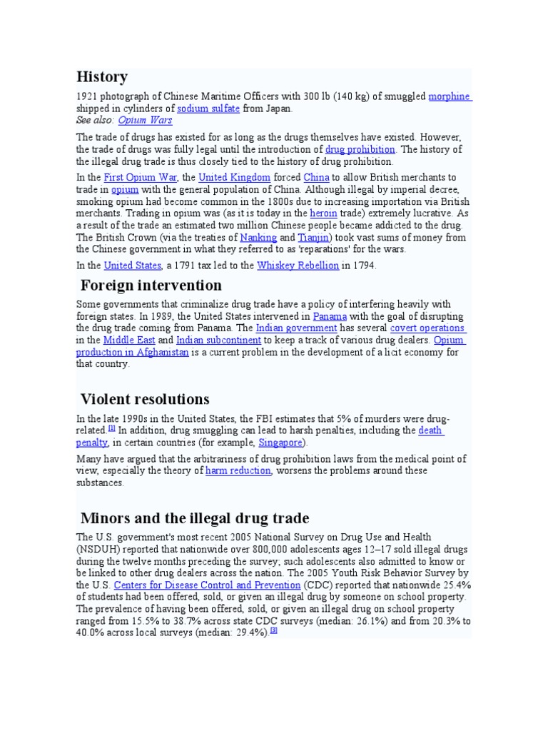 History of the Illegal Drug Trade | PDF | Prohibition Of Drugs ...