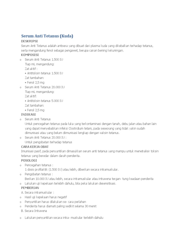 Anti Tetanus Serum | PDF