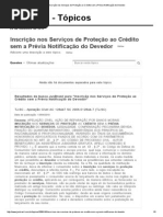 Inscrição nos Serviços de Proteção ao Crédito sem a Prévia Notificação do Devedor