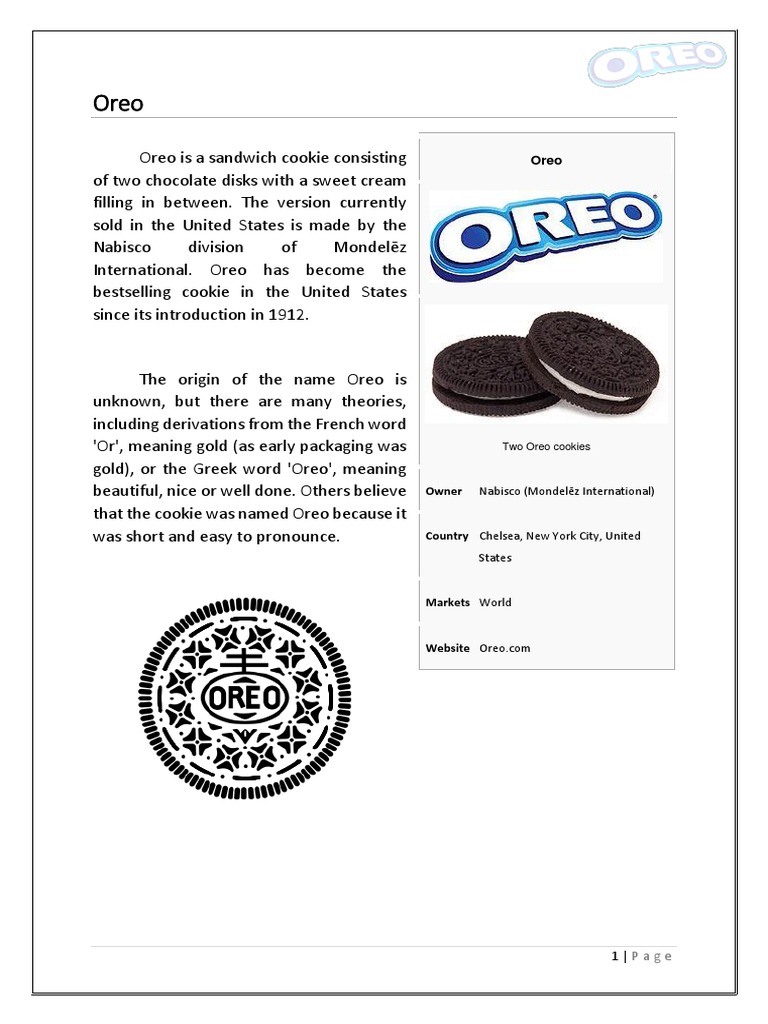 Oreo Biscuits | PDF | Mondelez International | Kraft Foods Inc