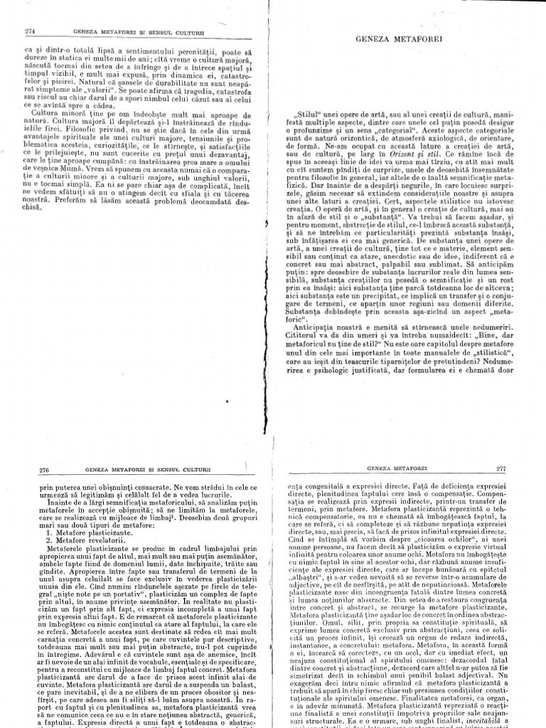 Blaga - Geneza Metaforei | PDF