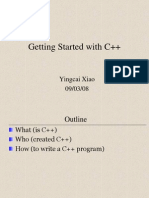 Getting Started With C++: Yingcai Xiao 09/03/08