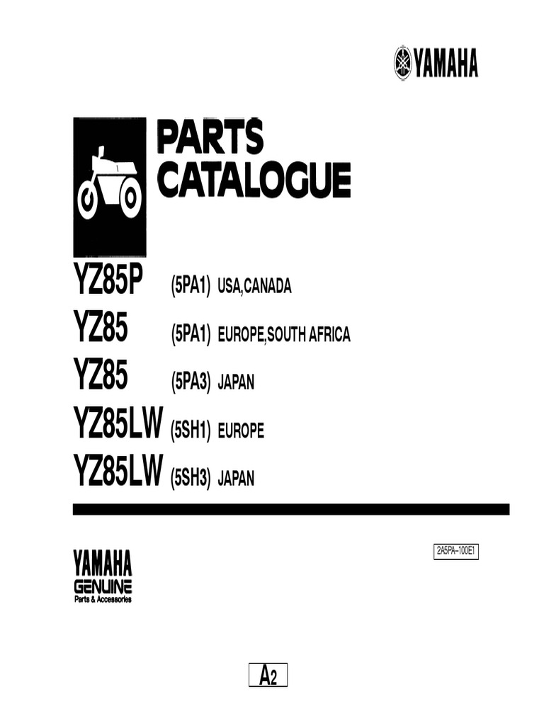 Yamaha Yz85 Parts Catalogue PDF Screw Vehicle Parts