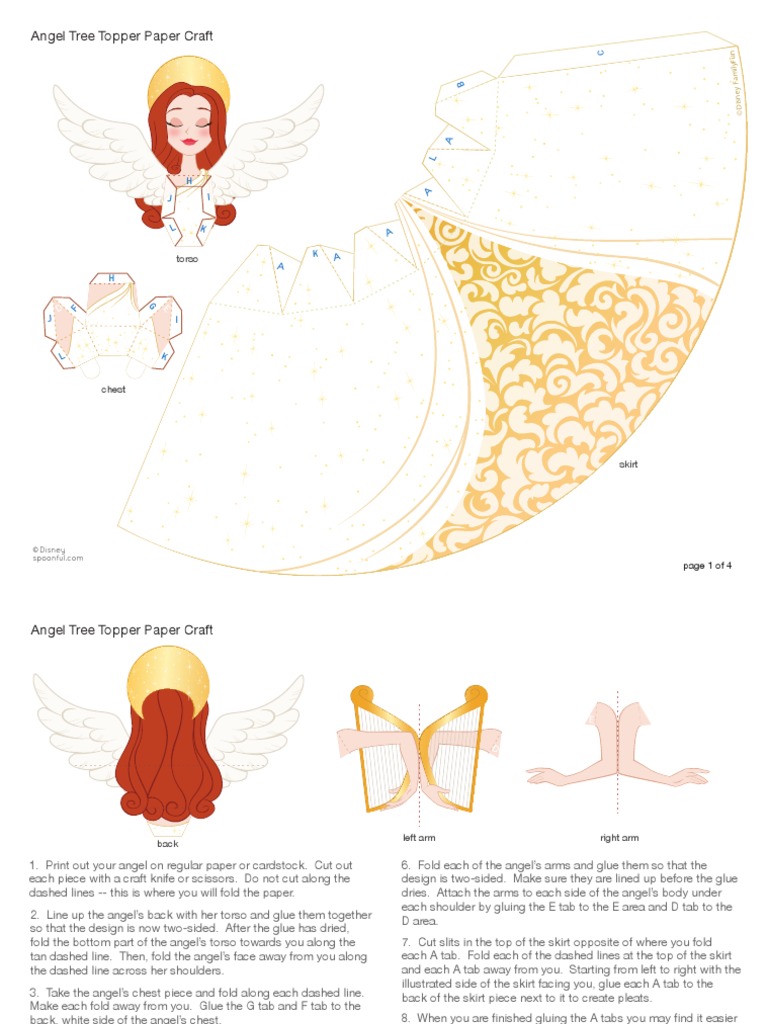 Angel Tree Topper Printable 1109 | PDF | Skirt | Art Materials