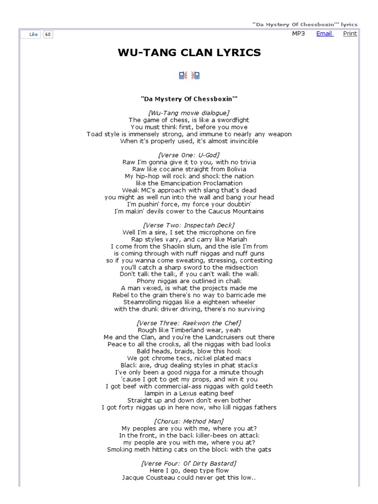 WuTang Clan Lyrics Da Mystery of Chessboxin' PDF Hip Hop