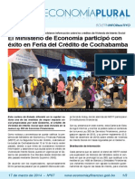 El Ministerio de Economía participó con éxito en Feria del Crédito de Cochabamba