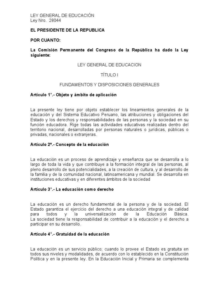 Ley General de Educacion | PDF | Política