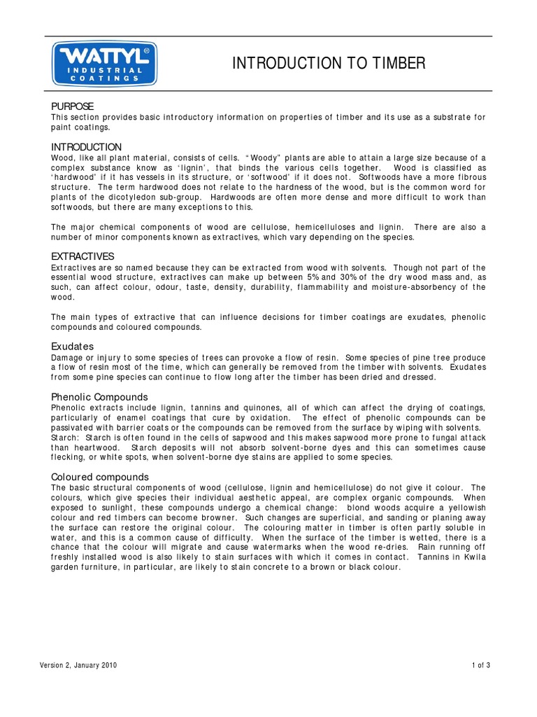 1 Introduction To Timber V2 Pdf Lignin Wood