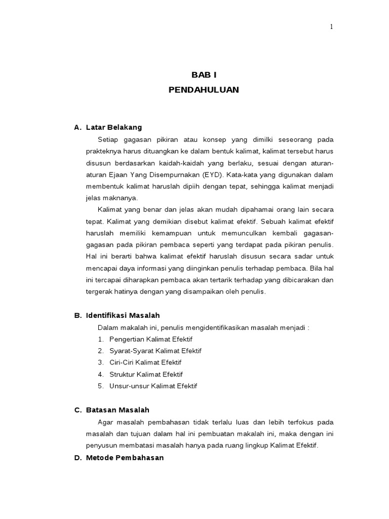 Contoh Makalah Bahasa Indonesia Kalimat Efektif Contoh Makalah