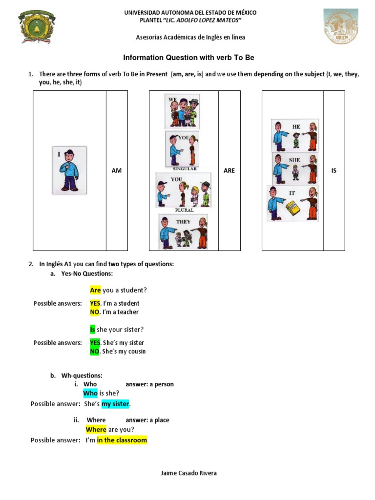 Question Words With Verb To Be | PDF | Social Science | Language Arts ...