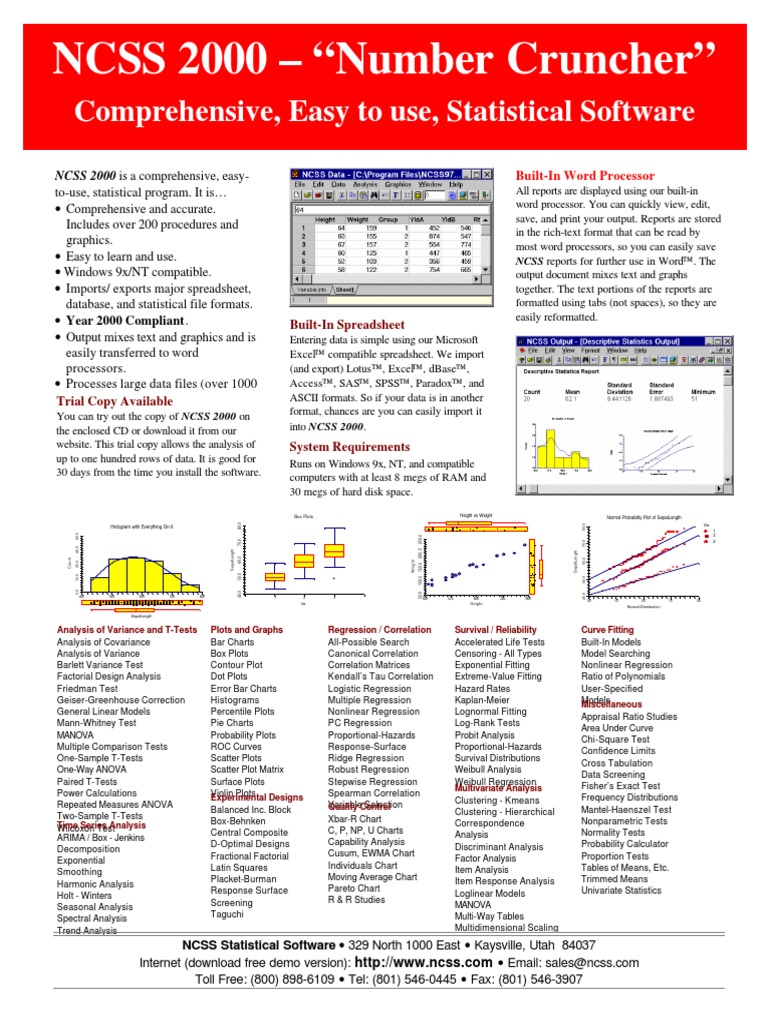 Brochure NCSS 2000 PDF | Download Free PDF | Regression Analysis ...