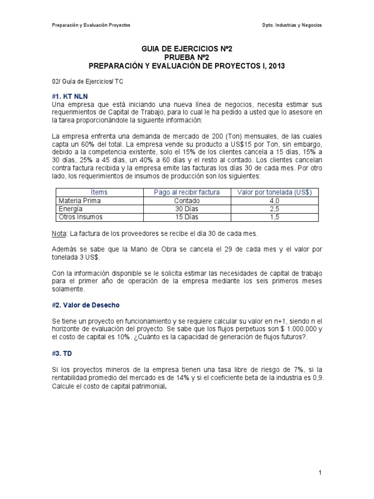 Guía para Evaluar Proyectos Empresariales | PDF | Euro | Costo