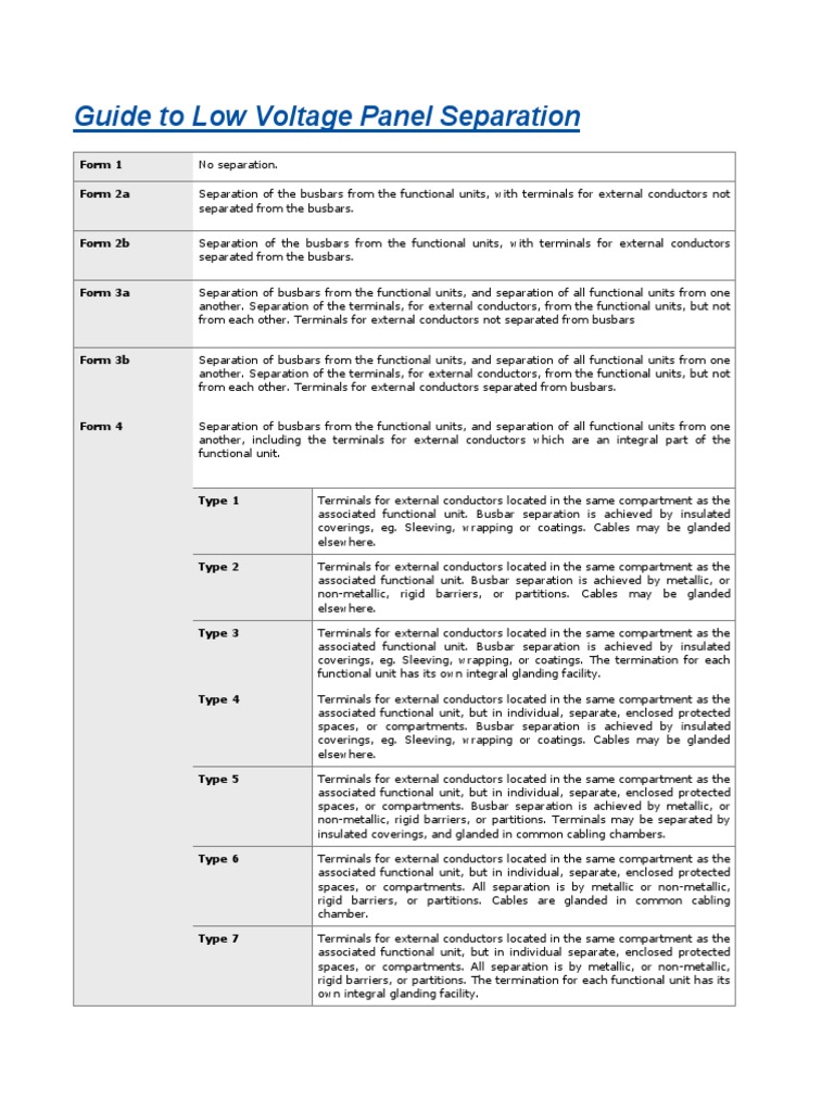 Guide To Low Voltage Form Saperation | PDF