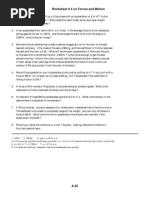 Worksheet #4 Newton's Laws