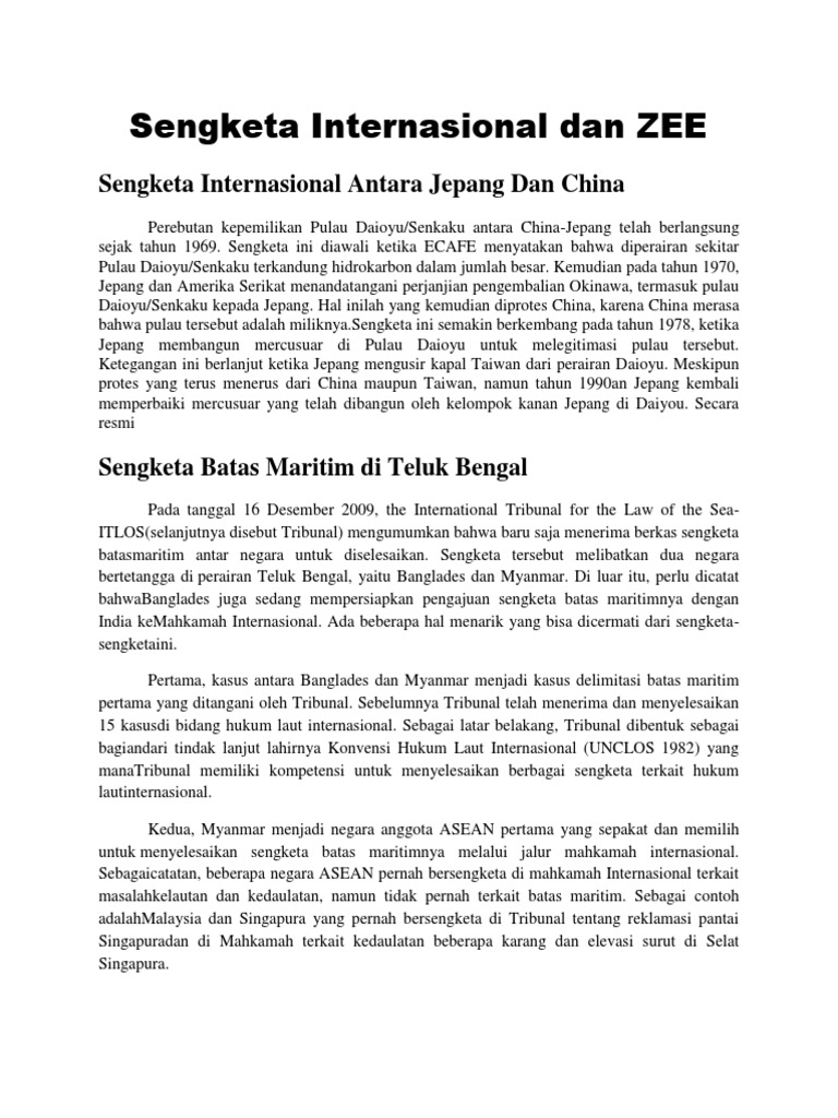 Sengketa Internasional Dan Zee
