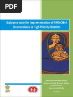 Guidance Note for Implementation of RMNCH+A Interventions in High Priority Districts
