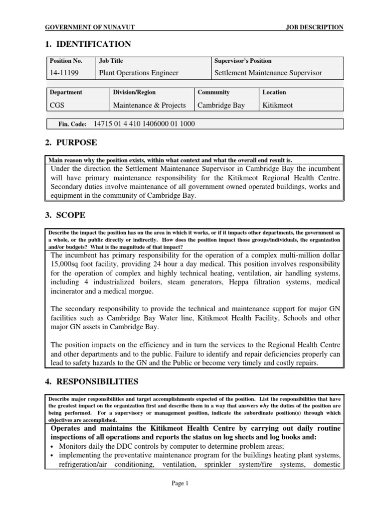 JD Plant Operations Engineer PDF Boiler Hvac