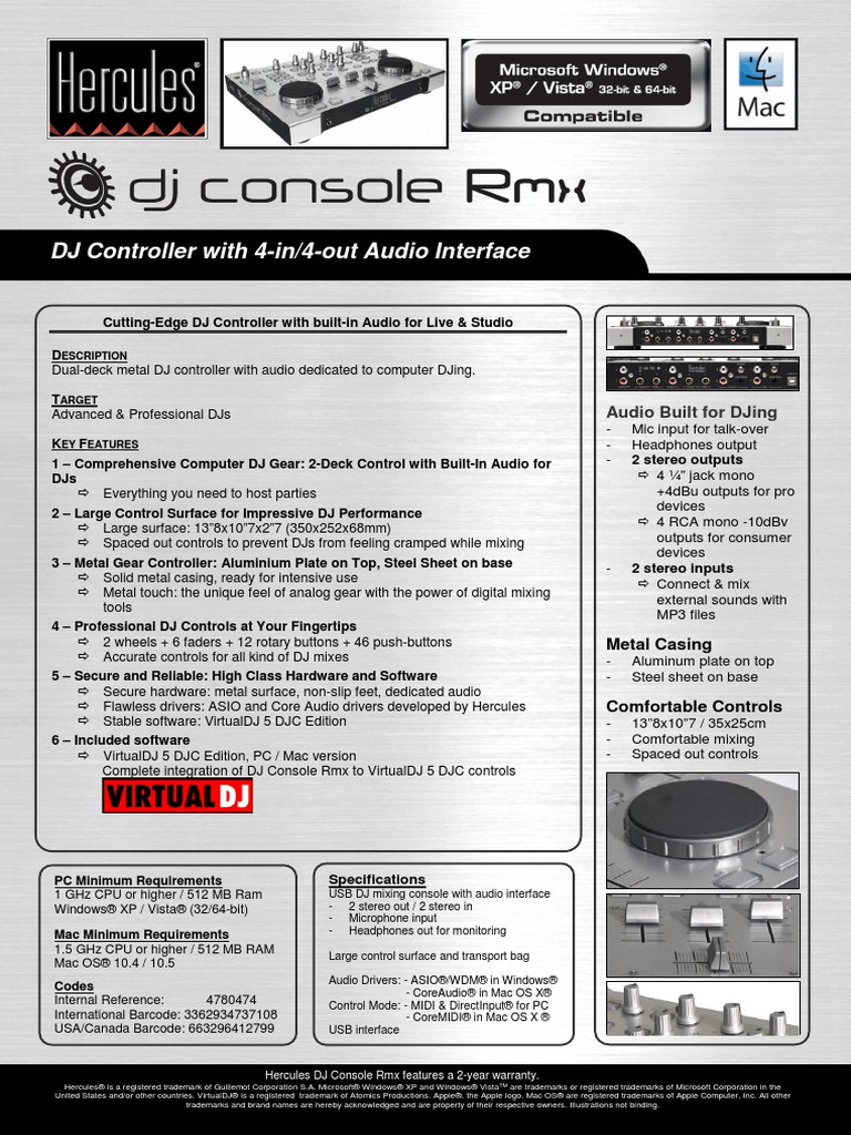 DJ Controller With 4-In/4-Out Audio Interface: Audio Built For Djing ...