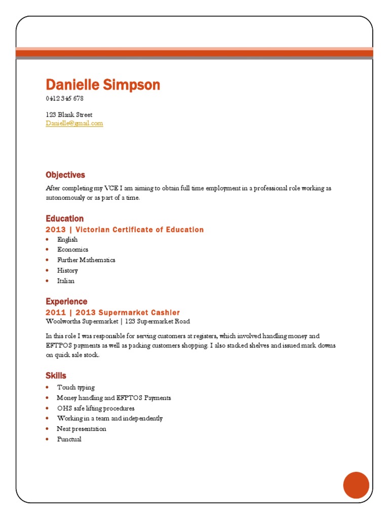 Woolworths Retail Resume Template | PDF | Career & Growth | Business