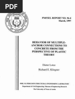 Behaviour of Multiple Anchor Connections To Concrete From
