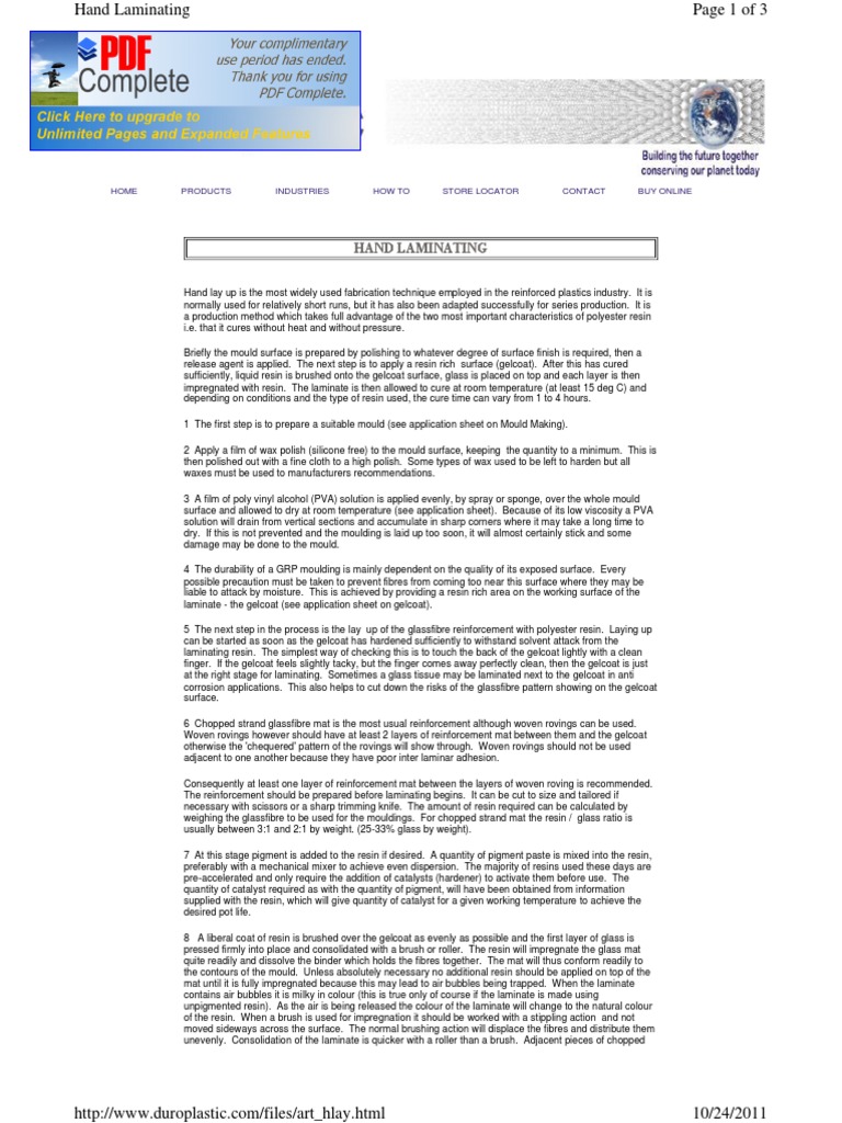 GlassResin Ratio (HLU) PDF Fiberglass Manmade Materials