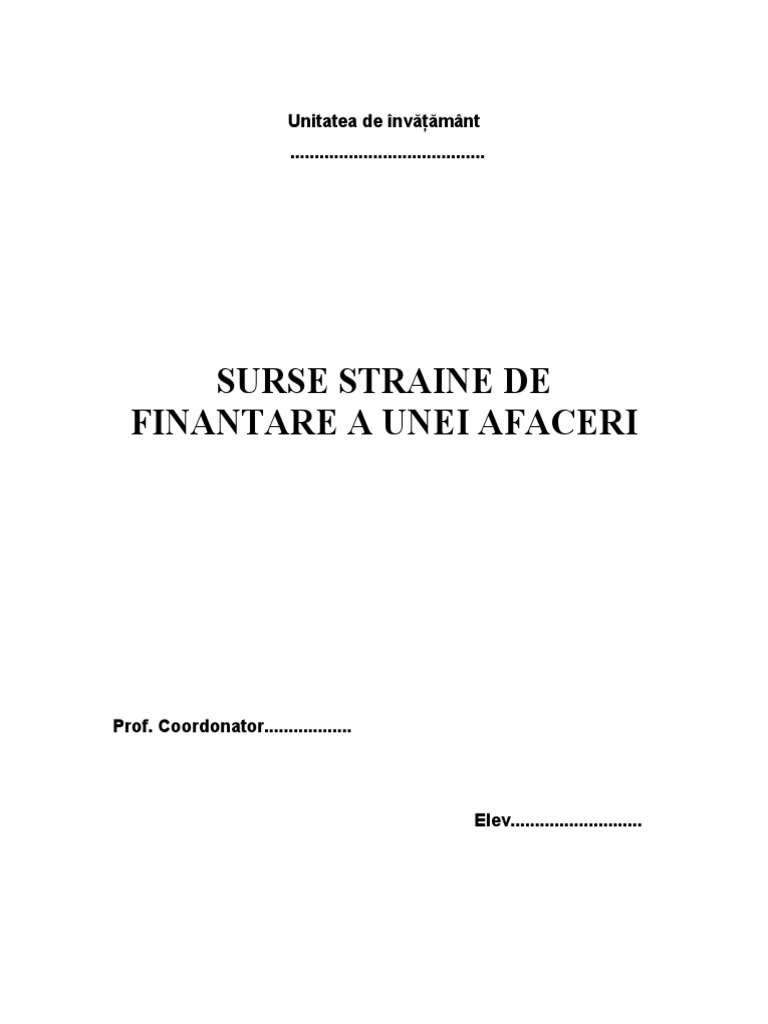 Surse de Finantare A Unei Afaceri | PDF