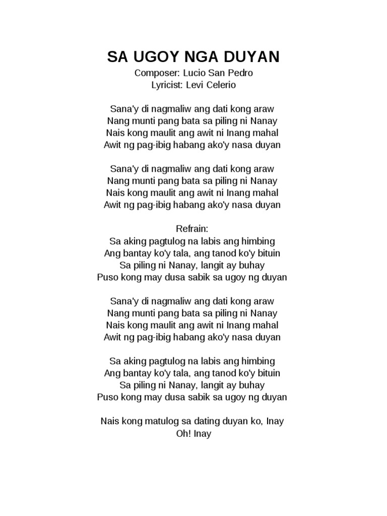 Sa Ugoy Nga Duyan Pdf